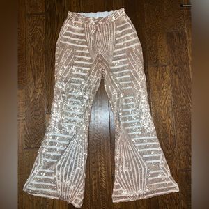 Gold Sequined, flare pants